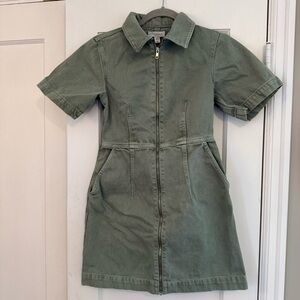 Topshop Clean Front Zip Denim Mini Shirt Dress